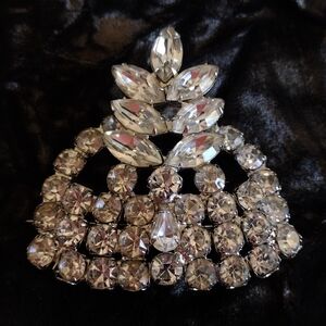 1950s Clear Rhinestone Brooch Large